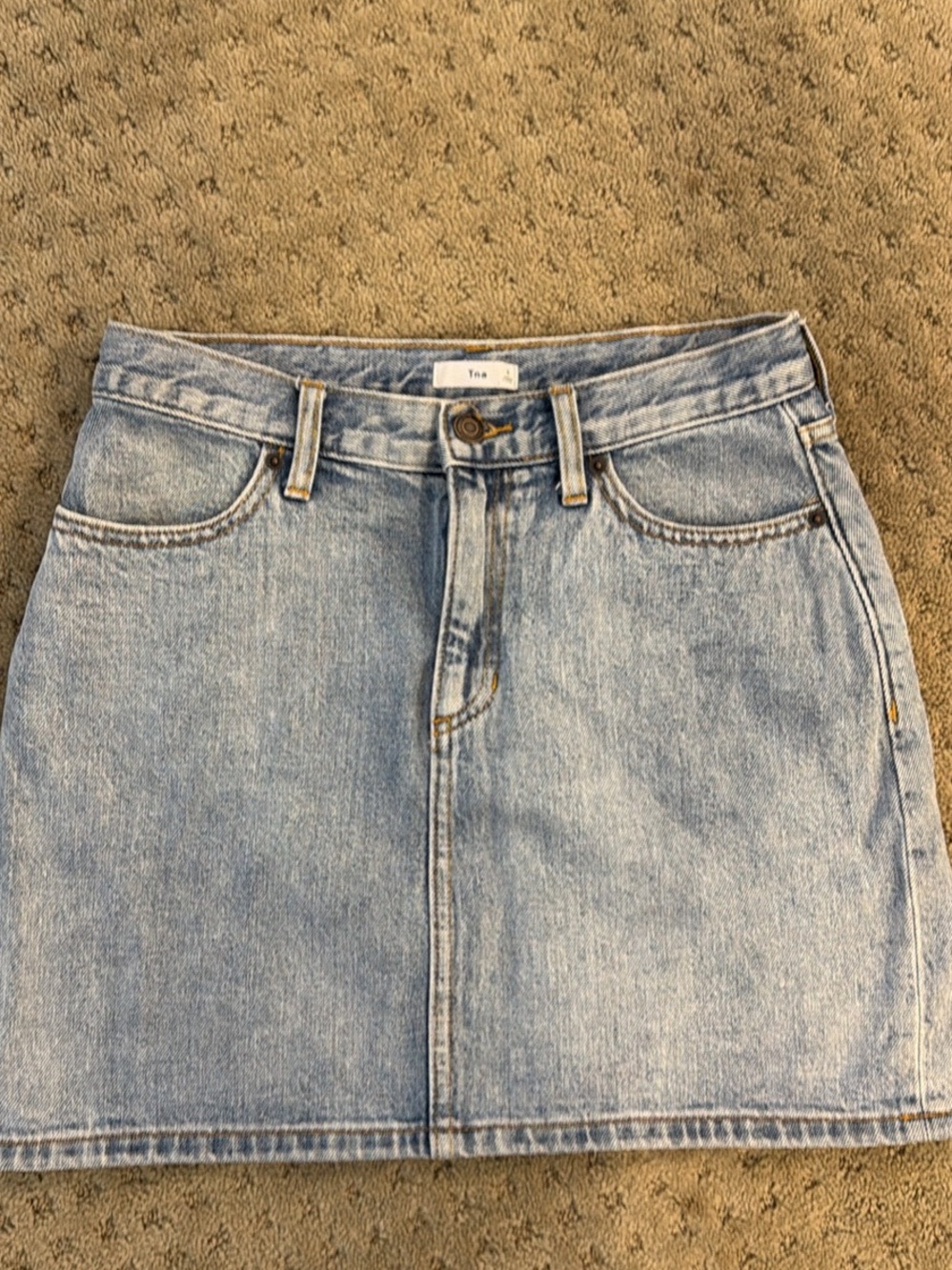 TNA Light Wash Denim Mini Skirt